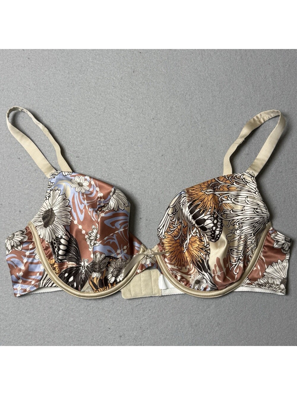 SIMONE PERELE Bra 38D Made in France Tan Brown Floral Bow FR 100 EUR 85 172342